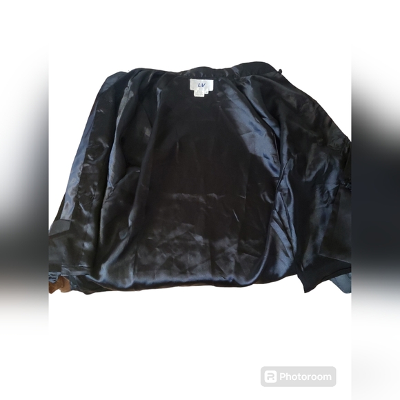 Vintage Embroidered Black Silk Satin Floral Birds Cocktail Jacket Women's Sz M - Picture 12 of 17